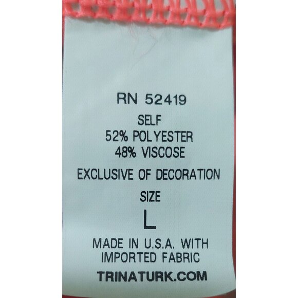 Trina Turk Recreation Bright Coral Pink Open Back Tank Top~Summer~Size Large - Picture 5 of 9